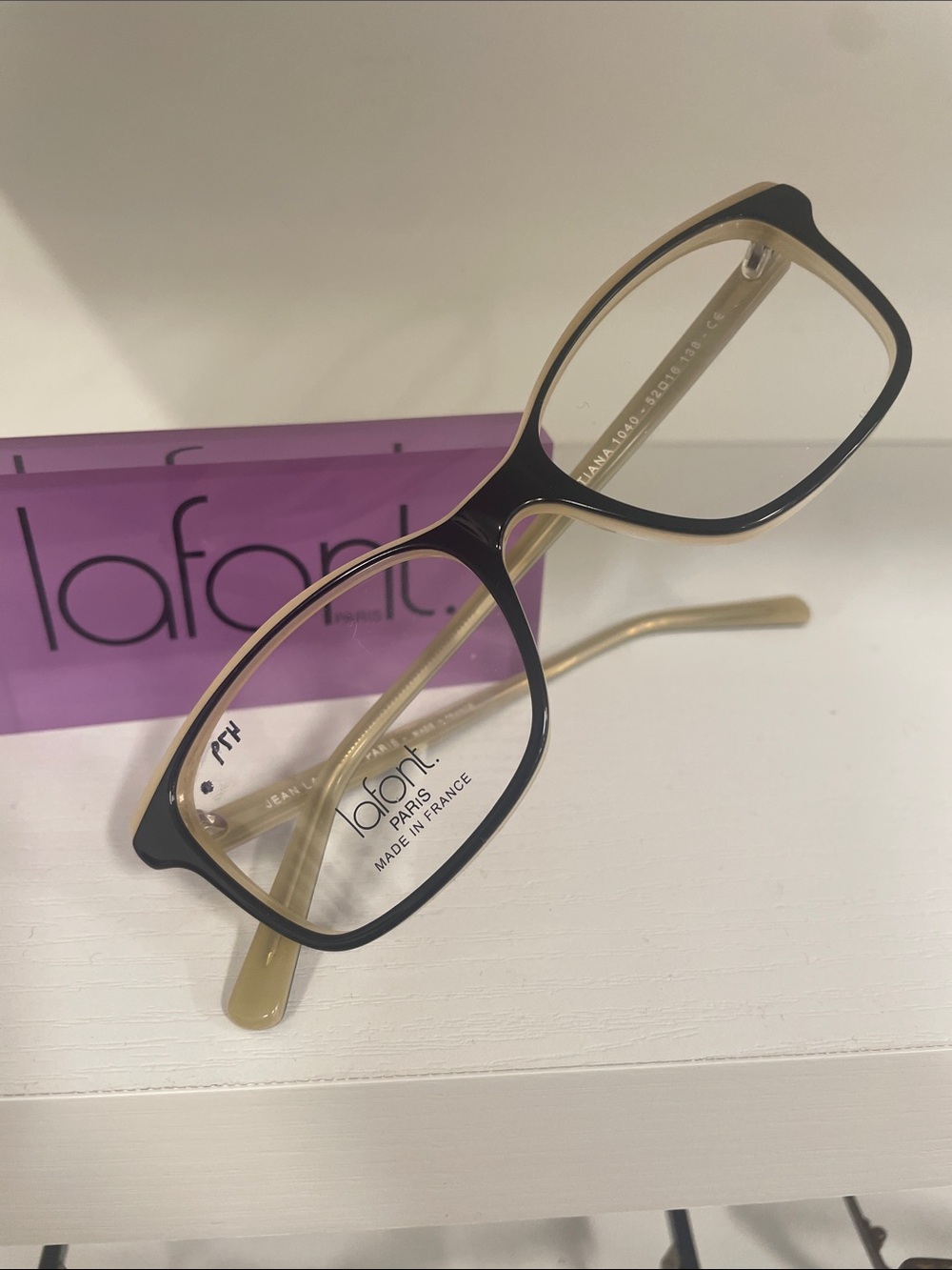 Lafont Paris Two-Tone Black & Cream Women's Eyeglass Frames